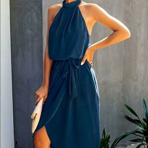 Halter neck blue dress New never worn. Size Large